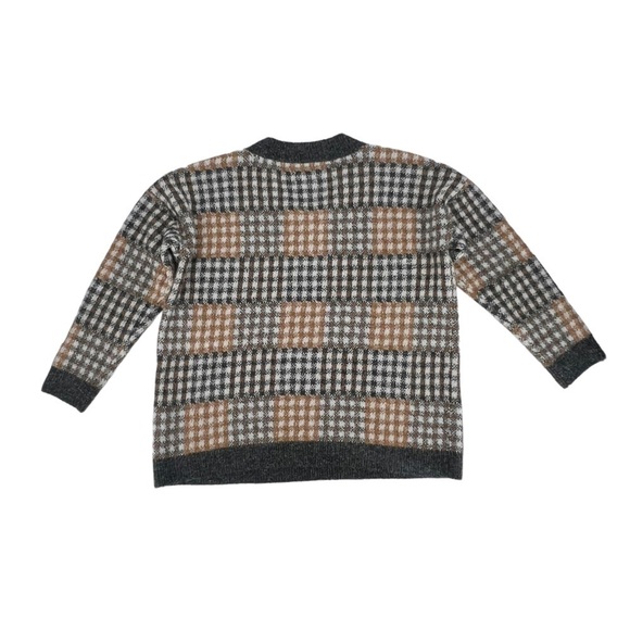 Joseph A Women's Tan Slate Plaid V-Neck Pullover Sweater Size Large - Picture 3 of 5